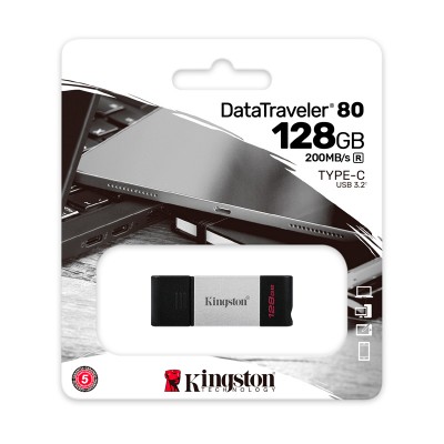 Memoria Flash USB Kingston DataTraveler 80, 128GB, USB-C, 200MB/s