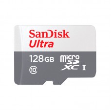 Memoria Flash SanDisk Ultra microSDHC, UHS-I, Class10, 128GB, incluye adaptador SD.