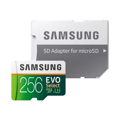 Memoria Samsung MicroSDXC EVO Select, 256GB, UHS-I, Grado 3, Clase 10, con Adaptador SD.