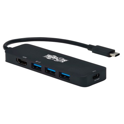 Adaptador Tripp-Lite Multipuerto USB C HDMI 4K @ 60 Hz, 3 Puertos de Hub USB A, Carga PD de 100W, HDR, HDCP 2.2