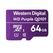 Memoria Flash WD Purple 64GB SC QD101 microSD, ideal para Camaras de videovigilancia.