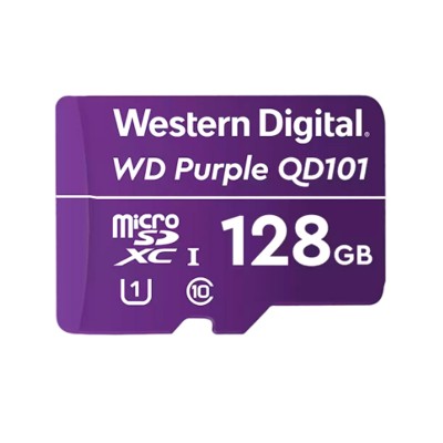 Memoria Flash WD Purple 128GB SC QD101 microSD, ideal para Camaras de videovigilancia.