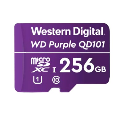 Memoria Flash WD Purple 256GB SC QD101 microSD, ideal para Camaras de videovigilancia.