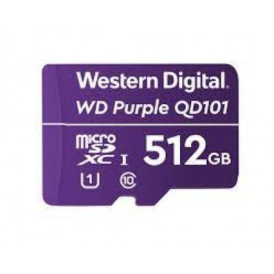 Memoria Flash WD Purple 512GB SC QD101 microSD, ideal para Camaras de videovigilancia.