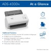 Escaner Brother ADS4300N, ADF, 40 ppm / 80 ipm, USB, Ethernet, Escaneo Directo a USB
