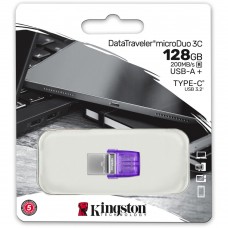 Memoria Flash USB Kingston Data Traveler microDuo 3C Gen 3, 128GB, Dual USB-A / USB-C 3.2