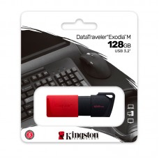 Memoria USB Kingston DataTraveler Exodia M, 128GB, USB 3.2 Gen 1, Rojo