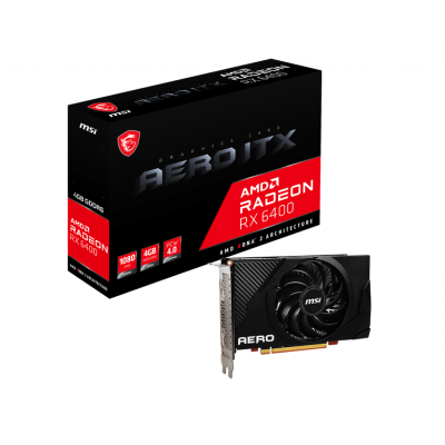 T. video MSI AMD Radeon RX 6400 AERO ITX 4G, 4GB GDDR6 64-bit, PCIe 4.0