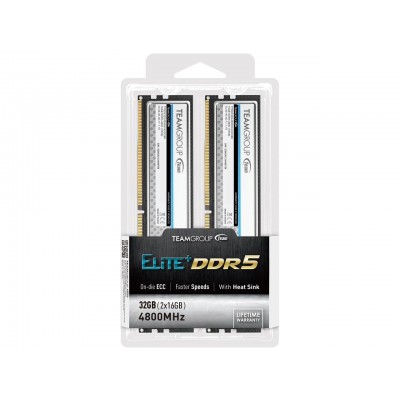 Kit de Memoria RAM Team Elite Plus 32GB (2 x 16GB) DDR5, 288-Pin 4800 Mhz, CL40, Silver