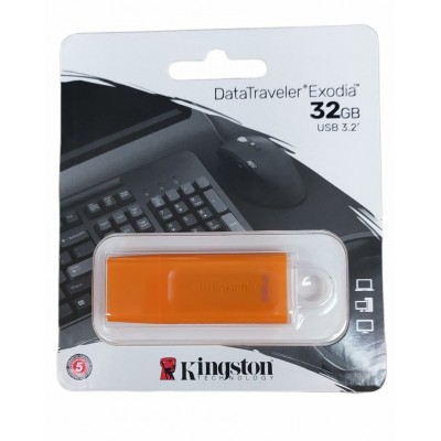 Memoria USB Kingston DataTraveler Exodia 32GB, USB 3.2, Naranja