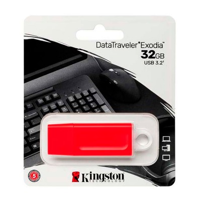 Memoria USB Kingston DataTraveler Exodia 32GB, USB 3.2, Rojo.