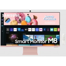 Monitor inteligente Samsung M8 4K de 32" con transmisión de TV y cámara SlimFit, Rosado
