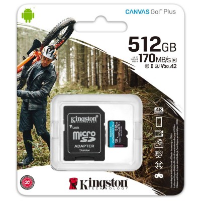 Memoria microSD 512GB Kingston Canvas Go! Plus 170 MB/s