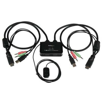 Conmutador Startech Switch KVM 2 puertos HDMI USB Audio con Cables Integrados - 1080p