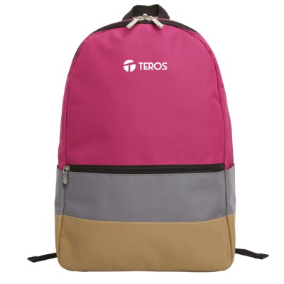 Mochila Teros TE-IDS2053, Poliéster, notebook hasta 15.6", color rosa + gris + marrón