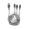 Cable USB Teros TE-70210W, TIPO A - TIPO C/LIGHTNING/MICRO USB, 3.5A, 17.5W Max, Gris