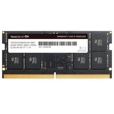 Memoria Teamgroup SO-DIMM Elite DDR5, 32GB DDR5-4800MHz, CL40, 1.1V, 262-Pin, Non-ECC
