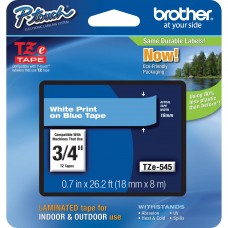 Cinta Brother TZe545 - 18mm x 8m - Blanco Sobre Azul
