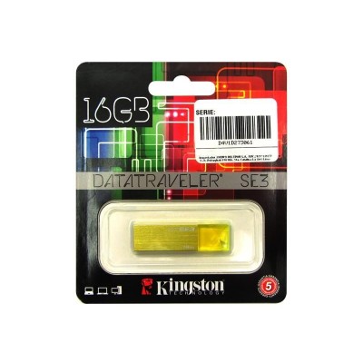 Memoria USB Flash Kingston DataTraveler SE3, 16GB, USB 2.0, Amarillo, colgador.
