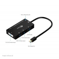 Adaptador de video Rankie R1133, Mini DP a HDMI / DVI / VGA / Audio, 1920x1080, Negro.