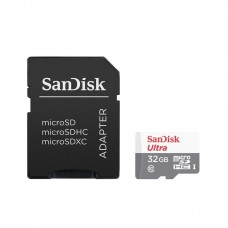 Memoria Flash microSDHC SanDisk Ultra, Class10, UHS-I, 32GB, con adaptador SD.