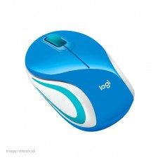 Mini Mouse inalámbrico Logitech M187, 1 000 dpi, 3 botones, Azul, receptor USB, 2.4 GHz.