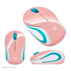 Mini Mouse inalámbrico Logitech M187, 1 000 dpi, 3 botones, PINK , receptor USB, 2.4 GHz.