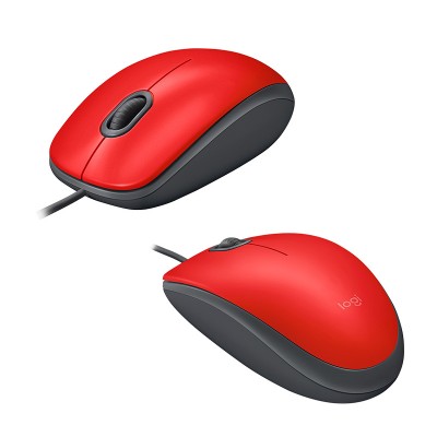 Mouse óptico Logitech M110, 1000 dpi, USB, Red, con Scroll.