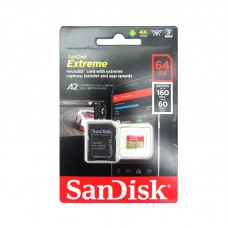 Memoria microSDHC SanDisk Extreme, Class10, UHS-I, U3, 64GB, adap. SD 160 MB/S