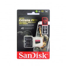 Memoria Flash microSDHC SanDisk Extreme Pro®, Class10, UHS-I, U3, 128GB, con adaptador SD.