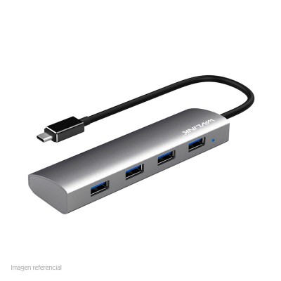 Hub USB 3.1 WavLink UH3047C, USB 3.1 Tipo-C a 4 puertos USB 3.0, 5 Gpbs, Aluminio.
