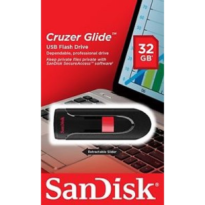 Memoria Flash USB Cruzer Glide, 32GB, USB 2.0, presentación en colgador.