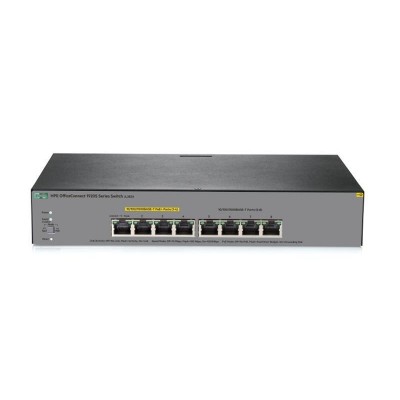 Switch Gigabit Ethernet HPE JL383A, 8 RJ-45 GbE 10/100/1000 Mbps, PoE (65 W).