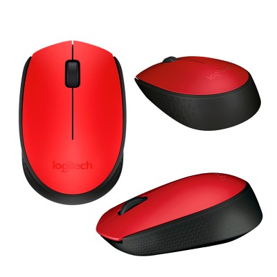Mouse óptico inalámbrico Logitech M170, ambidiestro, receptor USB, 2.4 GHz, Rojo.