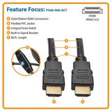 Cable HDMI de alta velocidad TRIPP-LITE P568-080-ACT, video digital con audio, 24.4 mts.