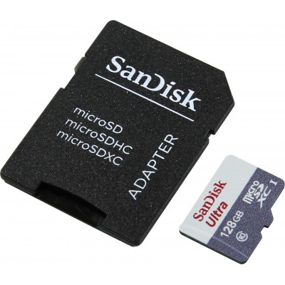 Memoria SanDisk Ultra microSDXC, 128GB, UHS-I, con Adaptador SD. 80 MB/s.