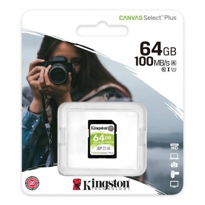 Memoria Card SD Kingston Canvas Select Plus, 64 GB, UHS-I Speed Class 1 (U1).