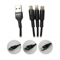 Cable USB 3 en 1 Teros TE-6060N, USB Tipo C / micro-USB / Lightning, 1.2 mts.