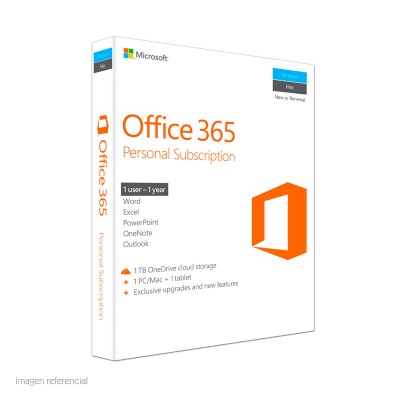 Microsoft Office 365 Personal 2019 - Español, 1 usuario - 1 año.
