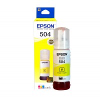 Botella de tinta EPSON T504, color amarillo, contenido 70ml.