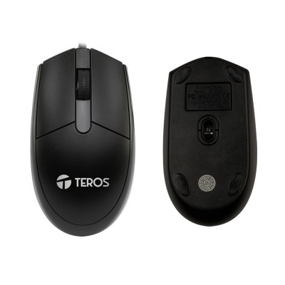 Mouse óptico Teros TE-5070N-1, 1000 dpi, USB, Negro, Presentación en caja..