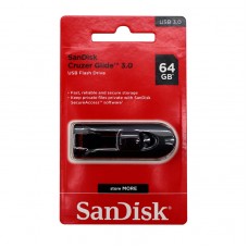 Memoria Flash USB SanDisk Cruzer Glide, 64GB, USB 3.0, presentación en colgador.