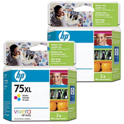 Cartucho de impresión Inkjet tricolor HP 75XL - Presentación Colgador