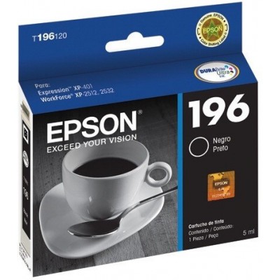 Cartucho de tinta Epson 196 (T196120), color negro, para Epson Expression XP-101