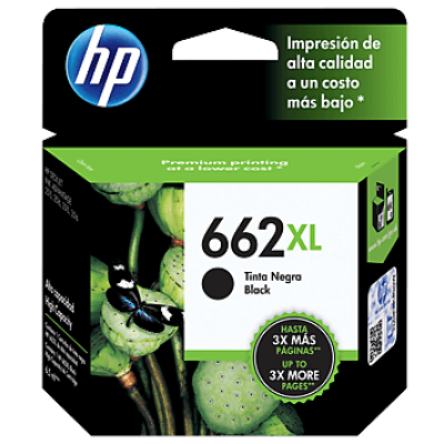 Cartucho de tinta HP 662XL (CZ105AL), Color negro, compatible con HP