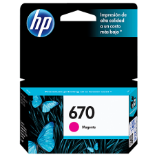 Cartucho de tinta HP 670 (CZ115AL), Color Magenta, compatible con HP