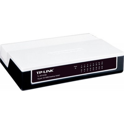 Switch TP-Link TL-SF1016D, 16 puertos RJ-45 10/100 Mbps, Autovoltaje.