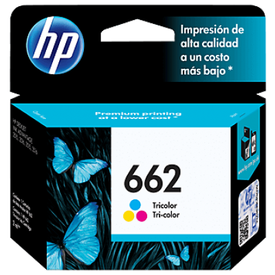 Cartucho de tinta HP 662 (CZ104AL), Tricolor, compatible con HP