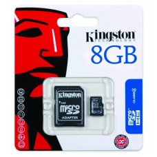 Memoria Flash microSDCH Kingston Class4, 8GB, con adaptador SD