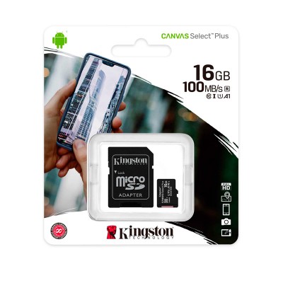 Memoria micro-SDHC Kingston Canvas Select, 16GB, UHS-I Speed Class10 (U1) con Adaptador SD